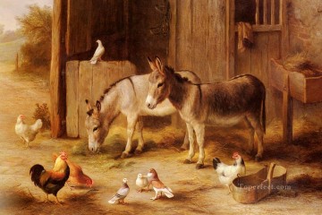 Farmyard Friends poultry livestock barn Edgar Hunt Oil Paintings